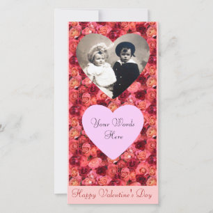 ROSE FIELD ,bright vibrant red pink Holiday Card