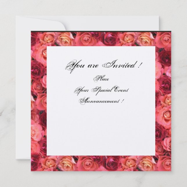 ROSE FIELD MONOGRAM,Pink,Red Black White Champagne Invitation (Front)