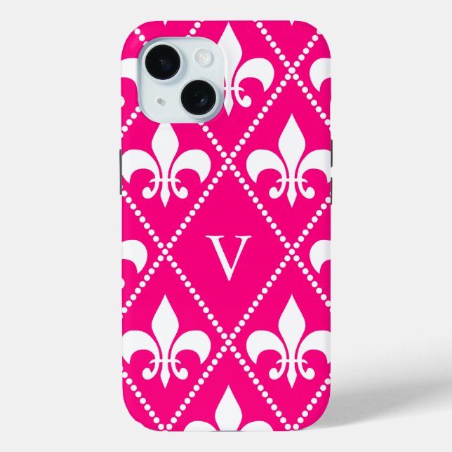 Rose Fleur de Lis w/ monogram Case-Mate iPhone Case (Back)