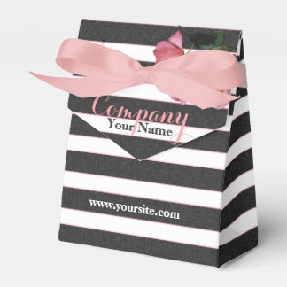 Rose Floral Black & White Stripes - Tent Favour Bo Box