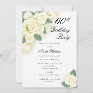 Rose Floral Bouquet 60th Birthday Party Invitation