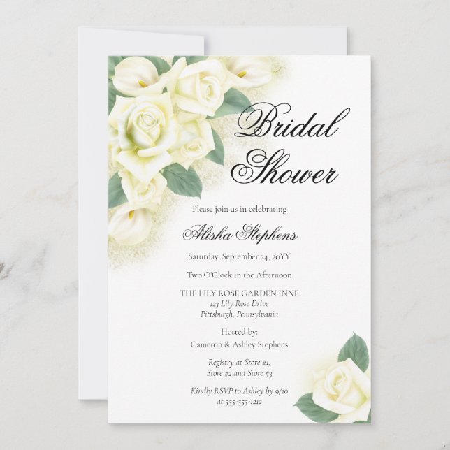Rose Floral Bouquet Bridal Shower Invitation (Front)
