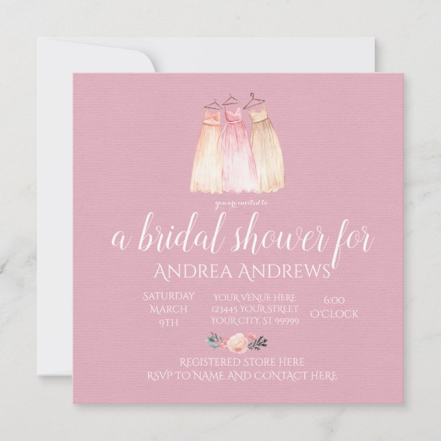 Rose Floral Bridal Shower Invitation (Front)