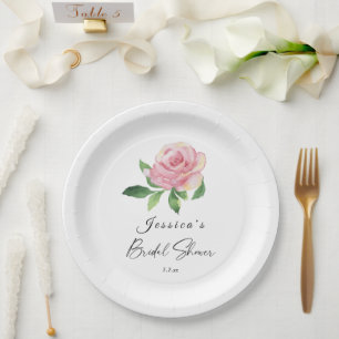 Rose Floral Bridal Shower Paper Plate