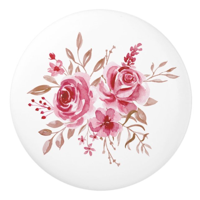 Rose Floral Ceramic Pull (Front)