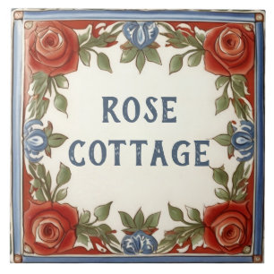 Rose Floral Custom House Name Plate Sign Plaque Tile