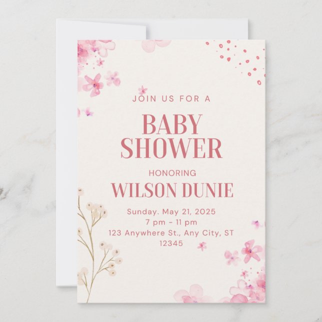Rose Floral Cute Baby Shower Invitation (Front)