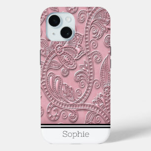 Rose Floral Damask Custom Samsung iPhone 15 Case