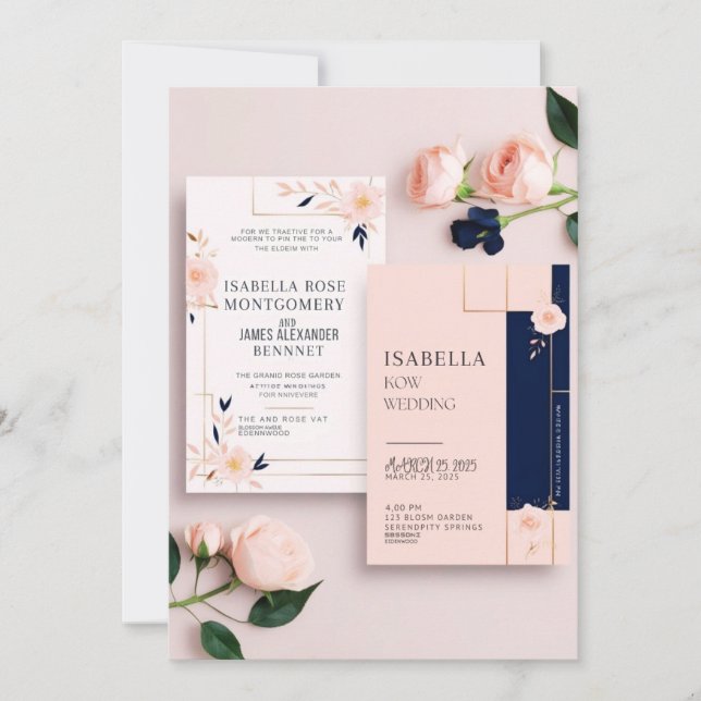 Rose Floral Editable Wedding Invitation Card (Front)