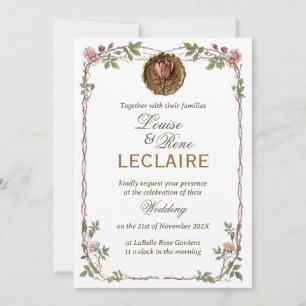 Rose Floral Elegant Wedding Save the Date Seal Invitation