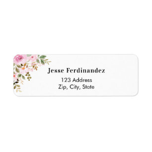 Rose floral eucalyptus flower Return Address Label