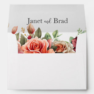 Rose Floral Eucalyptus Wedding Envelope
