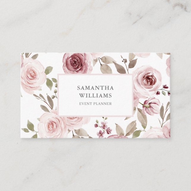Rose Floral Event Planner Business Card (Front)