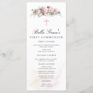 Rose Floral First Communion  Menu