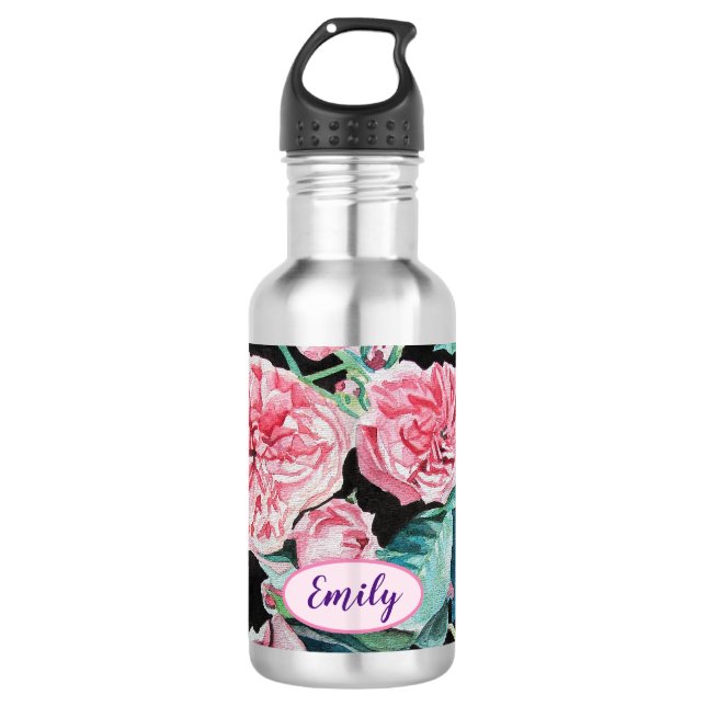Rose Floral flowers flower Pastel Blush Pink 532 Ml Water Bottle (Front)