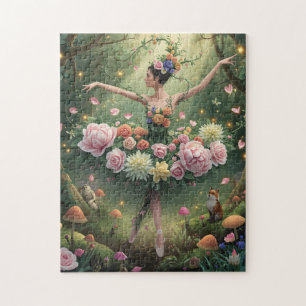 Rose Floral Forest Ballerina Jigsaw Puzzle