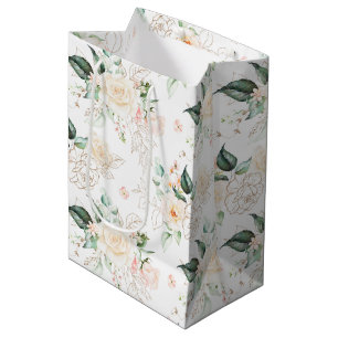 Rose Floral Garden Pattern Medium Gift Bag
