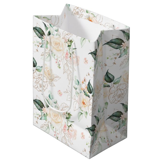 Rose Floral Garden Pattern Medium Gift Bag (Front Angled)