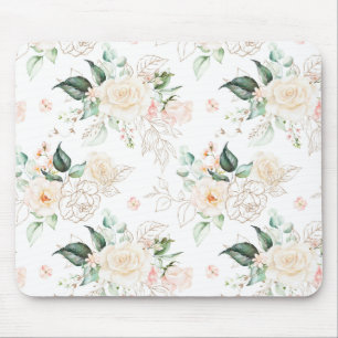 Rose Floral Garden Pattern Mouse Mat