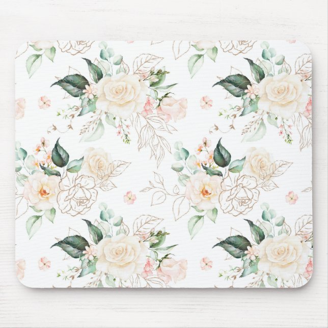 Rose Floral Garden Pattern Mouse Mat (Front)