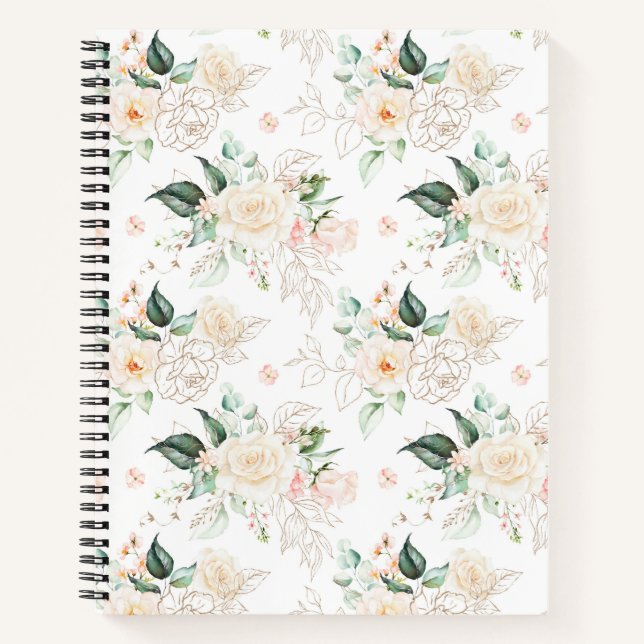 Rose Floral Garden Pattern Notebook (Front)