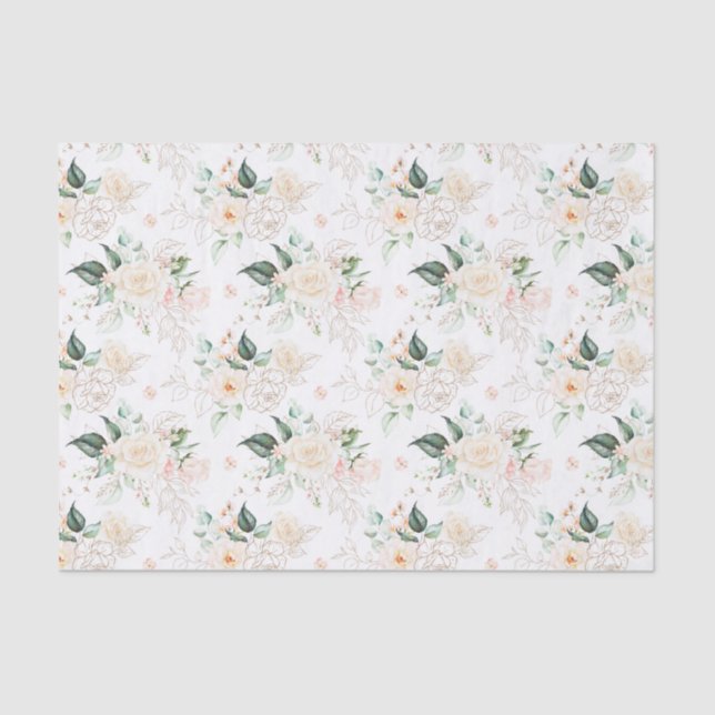 Rose Floral Garden Pattern Tissue Paper (Front)