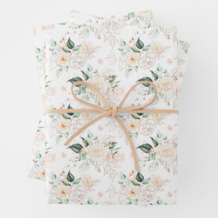Rose Floral Garden Pattern Wrapping Paper Sheet