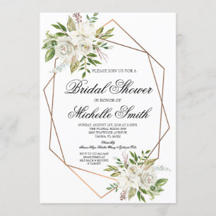 Rose Floral Geometric Bridal Shower Invitation