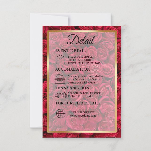 Rose Floral Gold Islamic Wedding Detail  (Front)