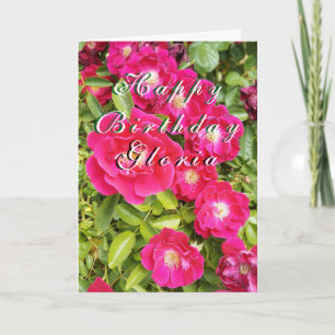 Rose Floral "Happy Birthday" Customizable Card