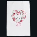 Rose Floral Hearts Bridal Shower Medium Gift Bag<br><div class="desc">Rose Floral Hearts Bridal Shower with personalised quote: love</div>