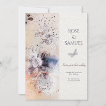 Rose Floral Ink Elegant Textured Wedding I