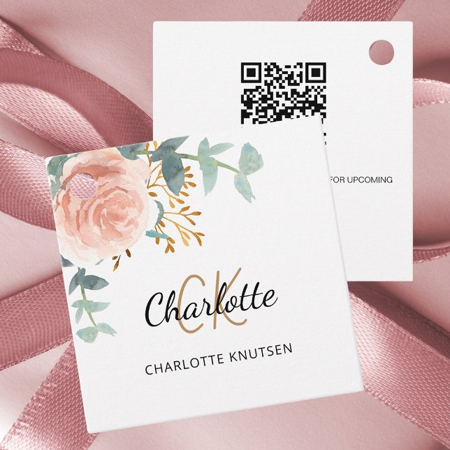 Rose floral monogram business QR Instagram tag (Creator Uploaded)