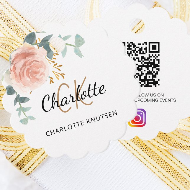 Rose floral monogram business QR Instagram tag (Creator Uploaded)