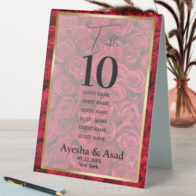 Rose Floral Muslim Wedding Table Number   (In SItu (Table))