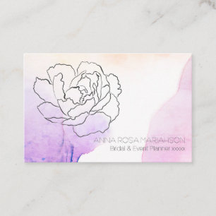 *~* Rose Floral Pastel Pink Lavender Watercolor Business Card