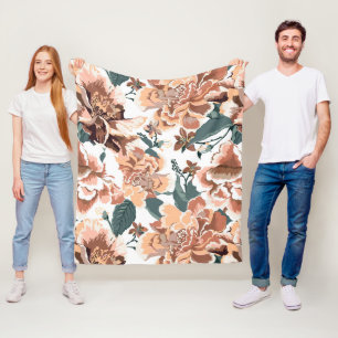 Rose Floral Pattern Elegant Design Fleece Blanket