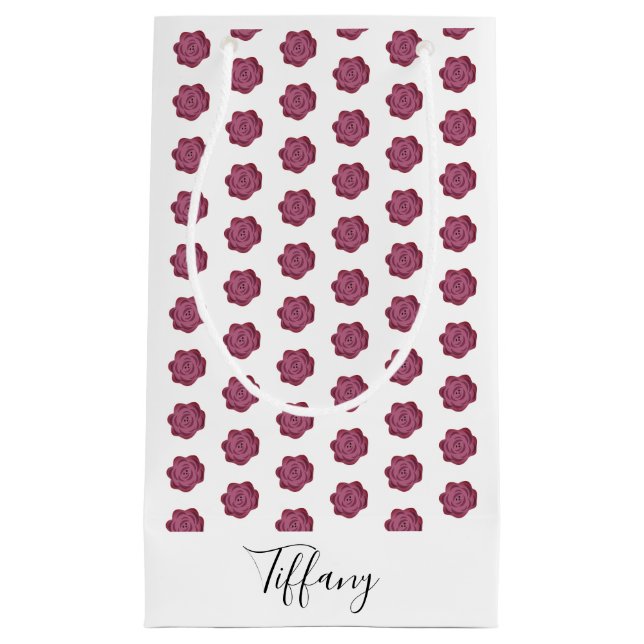 Rose Floral Pattern Personalised Small Gift Bag (Front)