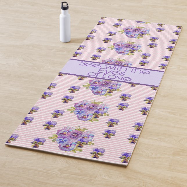 Rose Floral Pattern Pink See With the Eyes of Love Yoga Mat (In Situ)