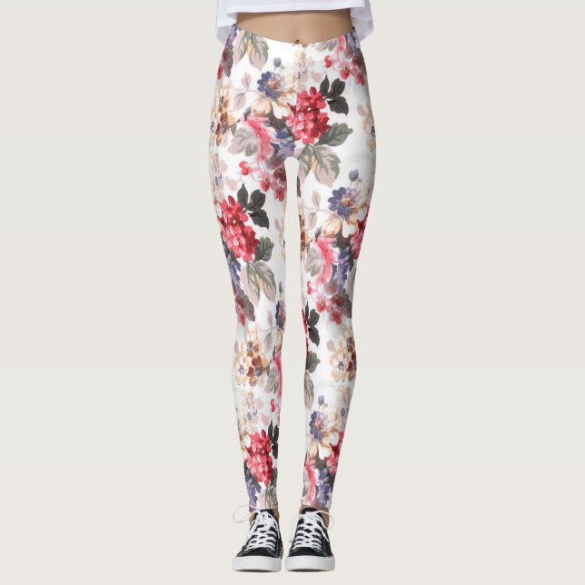 Rose Floral Pattern Women's Leggings (Front)