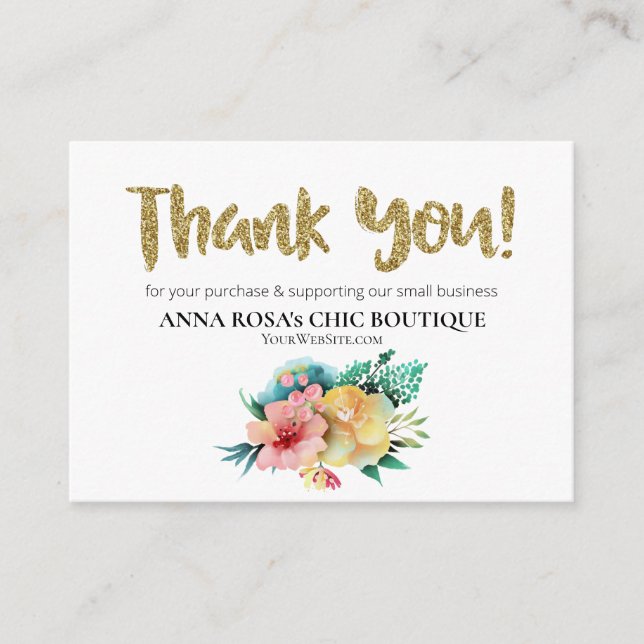 *~* ROSE FLORAL QR Logo THANK YOU Review AP8 Enclosure Card (Front)