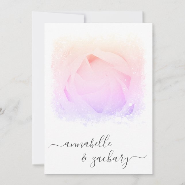 *~* Rose Floral RSVP - QR  AR8 WEDDING Invitation (Front)