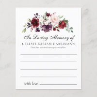 Rose Floral Share a Memory Funeral Attendance Card