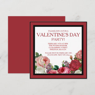 Rose Floral Valentines Party Invitation