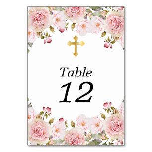 Rose Floral Watercolor Floral Table Number