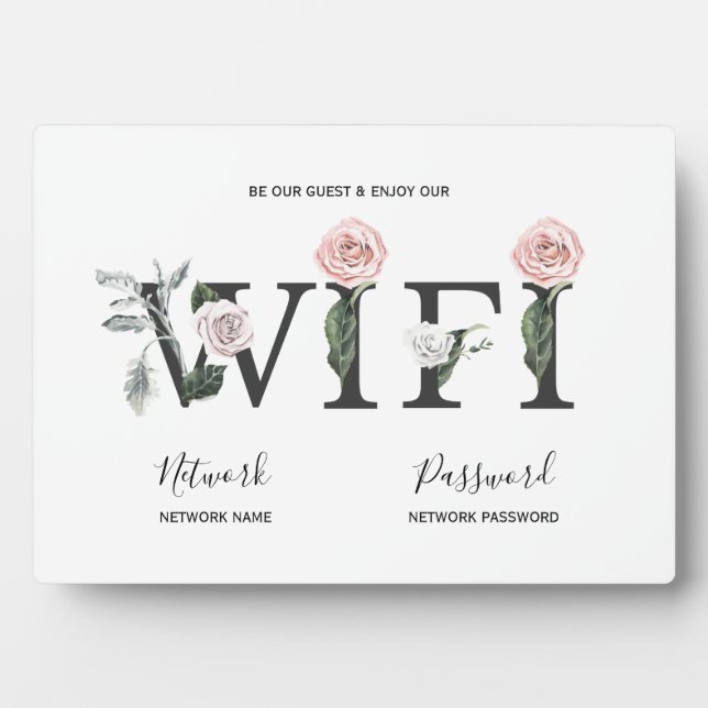 Rose Floral WIFI Guest Password Plaque (Front)