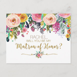 Rose floral Will You Be My Matron Of Honour card