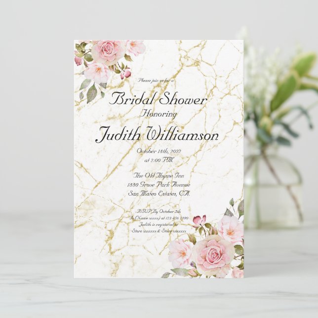 Rose Florals Editable Bridal Shower invitation (Standing Front)