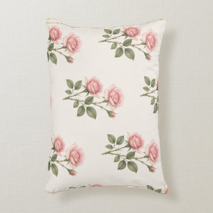 Rose flower Art, June Birth Flower Print Decorative Cushion