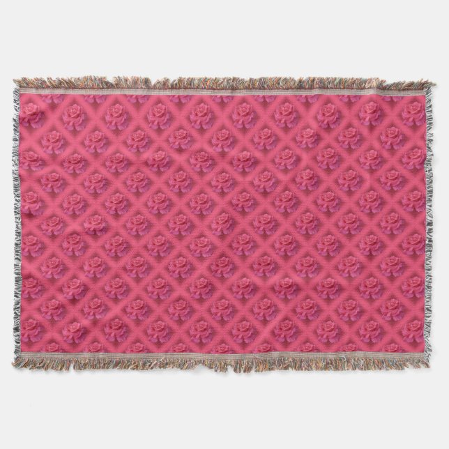 Rose Flower Blanket Pink Roses Throw Blankets Gift (Front)